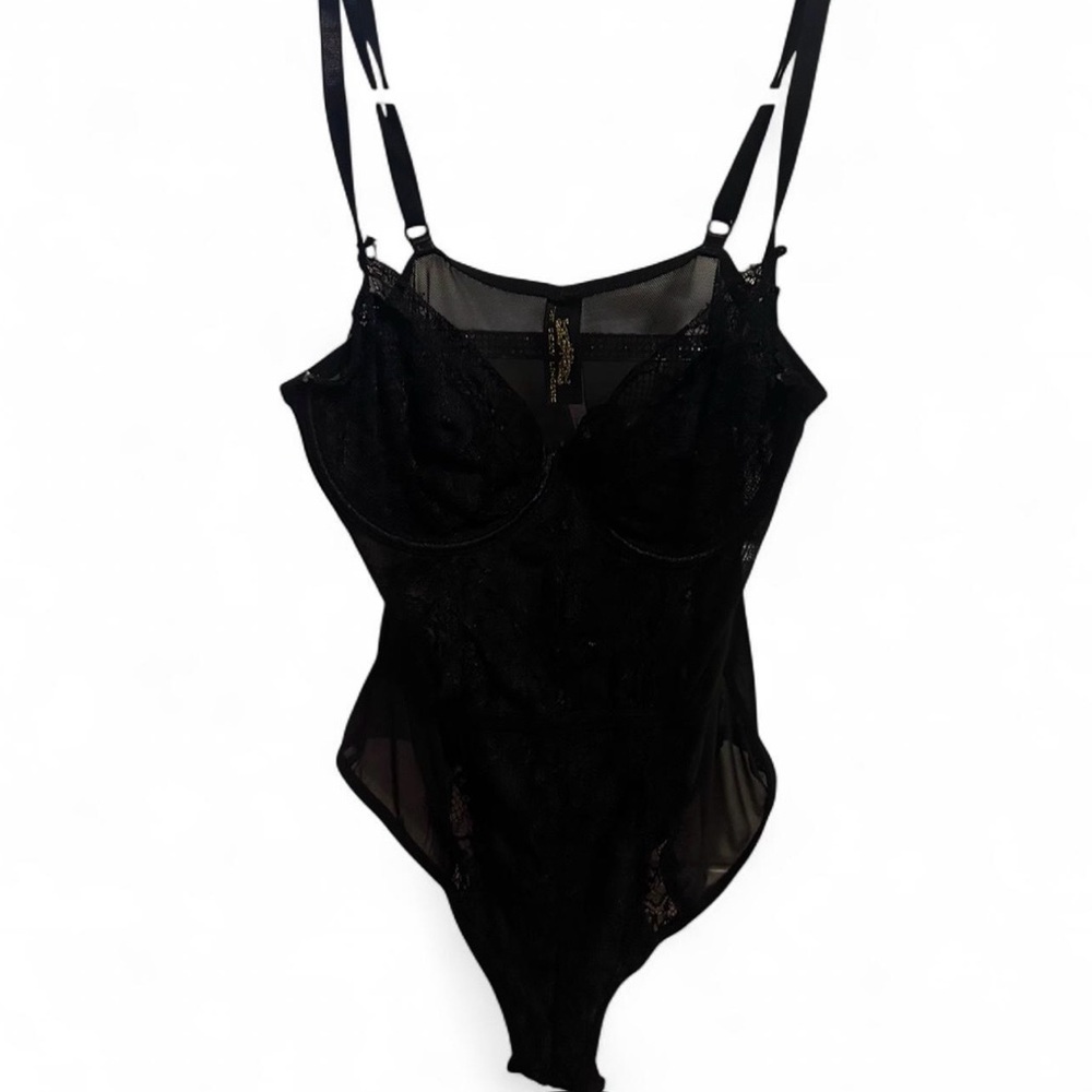 black lace mesh lingerie bodysuit